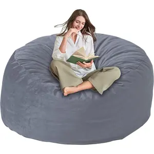 Large Bean Bag Chair for Adults-with Memory  Filling, Bean Bags with Ultra Soft Washable  Cover, BeanBag Sofa for Living Room, Bedroom and Gaming Room -4FT, Gray