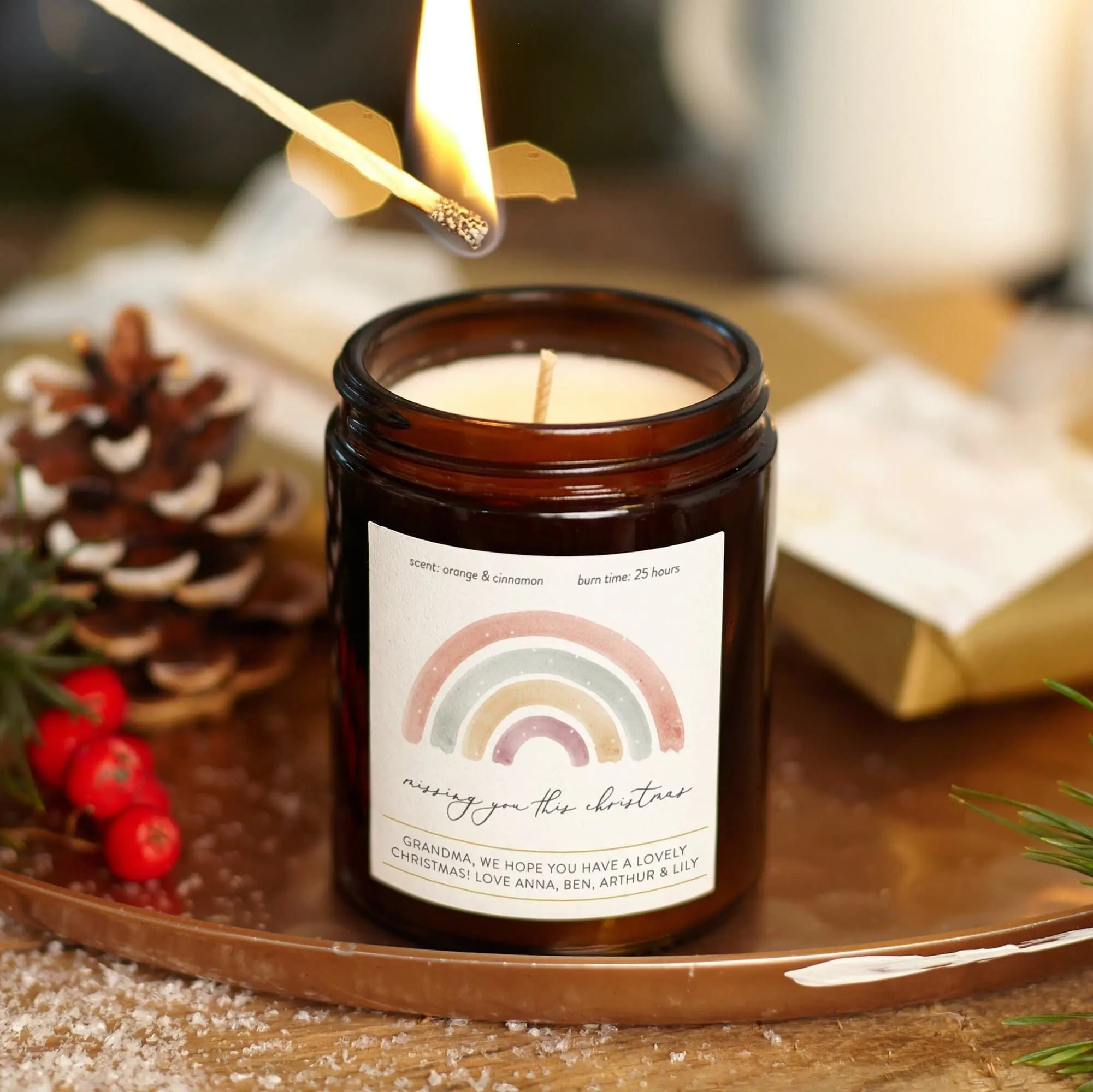 Missing You This Christmas Candle, Personalised Christmas Gift, Christmas Scented Candle