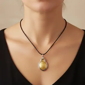 2-Piece Couple Necklace Set for Men & Women Silver-Plated Copper Debt-Clearing Fortune-Bringing Luck Pendant Christmas Gift 3cm x 2cm x 0.7cm