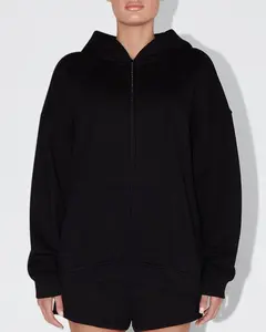 Fleece Oversized Zip Hoodie | Black