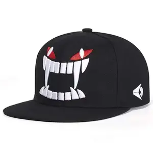 Unisex Ghost Teeth Embroidery Hip-Hop Hats Outdoor Adjustable Casual Baseball Caps Sunscreen Hat Does not apply
