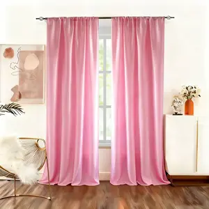 2pcs Solid Color Smooth Fabric Sheer Curtains for Living Room, Bedroom, Cafe Decor, Party Backdrop, Window Curtain