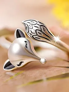 Vintage Fox Ring for Women, Silver Color Adjustable Animal Jewelry, Cute Party Accessory, Unique Gift Idea for Her