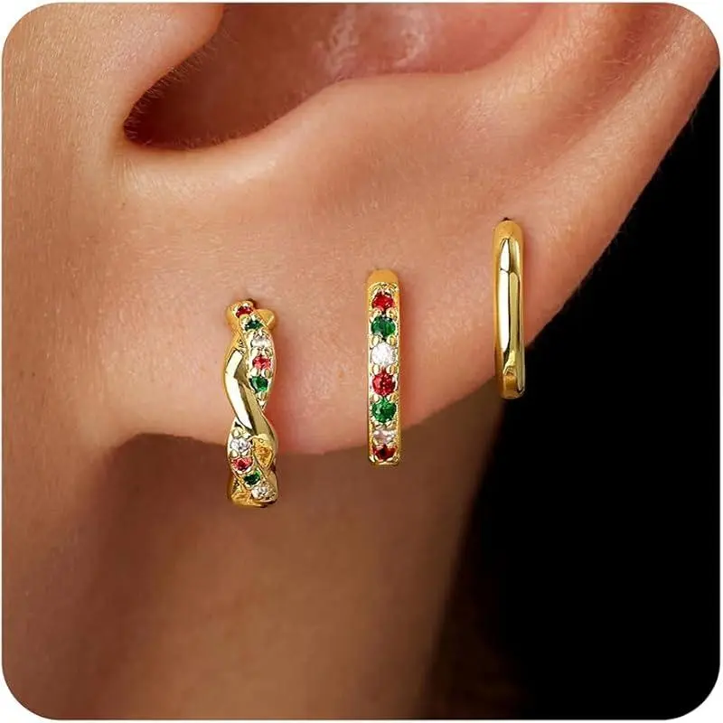 Gold-Christmas Twisted Hoop