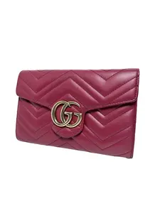 Pre-owned GUCCI GG Leather Crossbody Bags Authentic Marmont Matelassé Wallet on Chain JX GG1