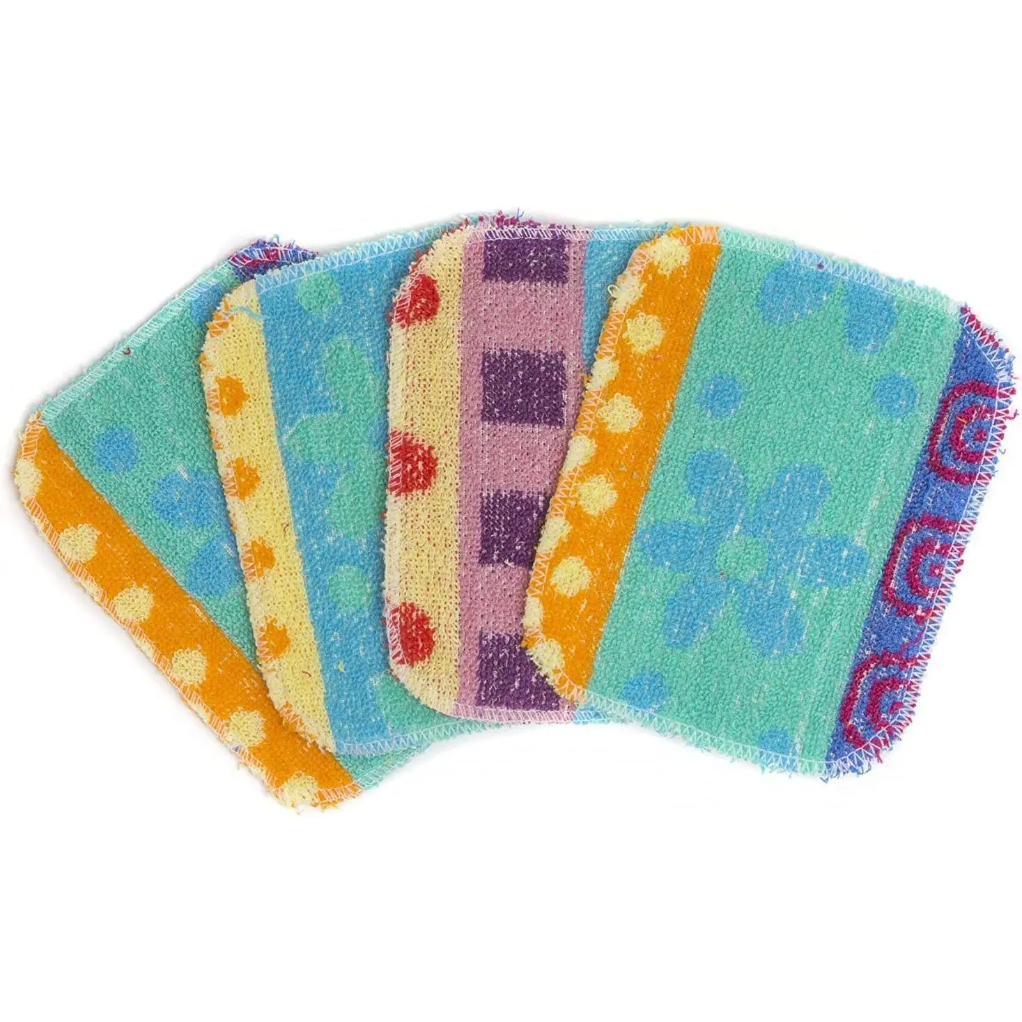Set of 4  Paperless Kitchen Dish Wash Scrubs - Sponge Scour Pads Made of    Fibers W/ Coat - Non-Scratch Surface - 5" x 6.5" - Ideal for Kitchen, Bathroom Cleaning