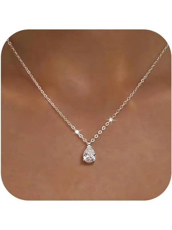 Gold Necklace for Women 14K Gold Plated Dainty Pendant Chain Puffy Heart Italian Horn Radiant Sun Compass CZ Teardrop Bow Charm Trendy Jewelry Gift