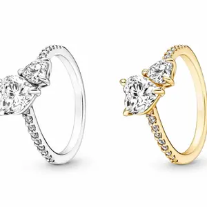 Sparkling Double Heart Ring