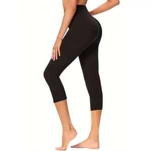 Super Soft Capri Leggings For Women, High Waisted Tummy Control Yoga Capri Pants, No See Through Workout Running Leggings