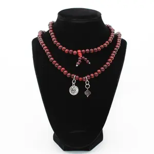 I Am Safe Heart Wood Boho Wrap Bracelet - Trendy Charms Necklace with Gold/Silver Pendant & Riverstone Accents for Everyday Wear