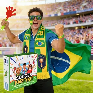 Brazil Soccer Party Supplies – Fan Party Kit, All-in-One Fan Gear with Hand Clapper Noisemaker, Face Paint, Flag, Glasses, Fan Scarf, Wristband for Soccer Watch Party & Sports Events
