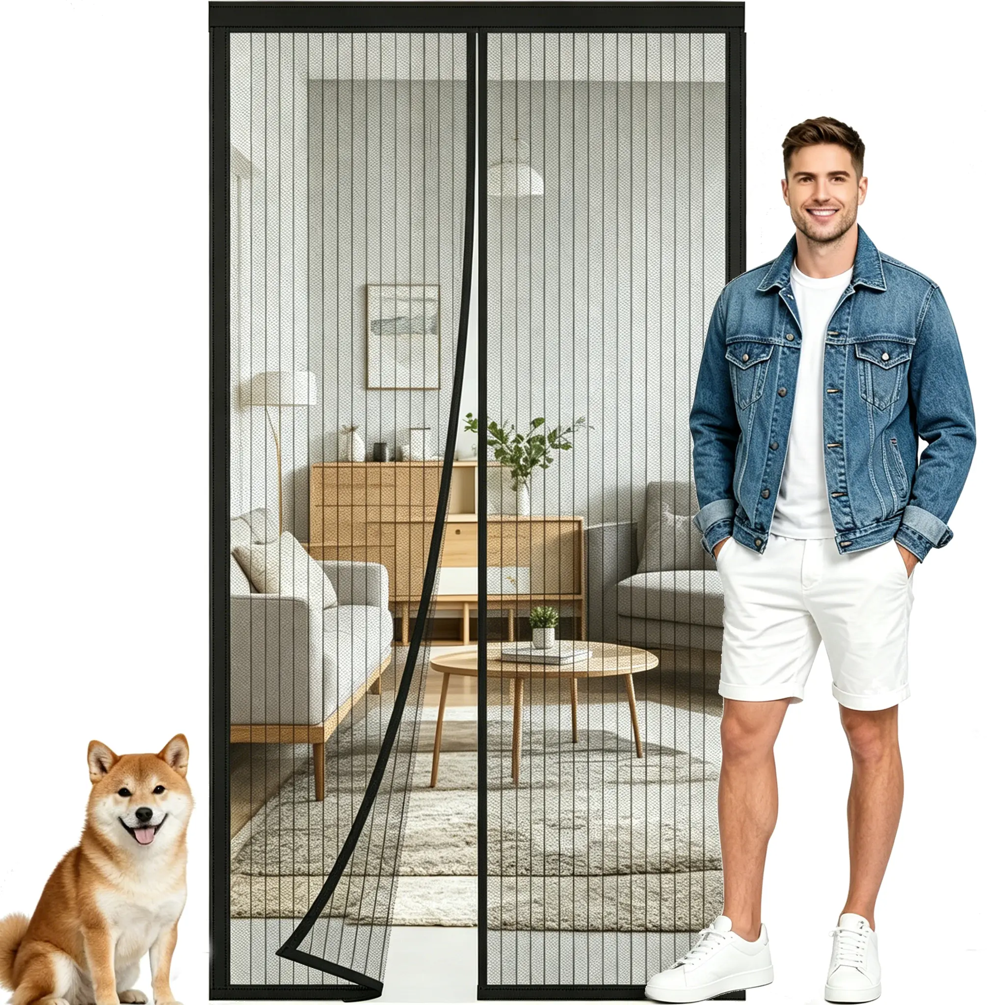 2026 New Magnetic Screendoor - Mesh Mosquito Curtain with Breathable Auto-Closure, Outdoor Screen Fence, Easy-to-Clean Home Improvement Accessory