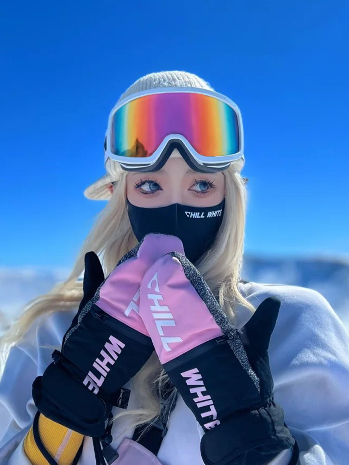 Large Frame Ski Goggles for Men Women Colored Lens Anti-Fog Anti-Glare Snowboard Goggles Wide Vision Sponge Padding Comfortable Fit Snow Goggles for Skiing Snowboarding Winter Outdoor Sports Mountain Riding