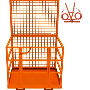 2-Person Forklift Safety Cage – Heavy Duty 1800 lbs Work Platform with Harness & Lock for Safe Elevated Work