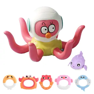 Octopus ring toy, bath toys for children from 4 years old, floating octopus bath toys with 5 rings, educational toys, great birthday gift for kids ,Sensory