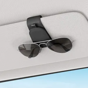 Sunglass Holder for Car, Magnetic Leather Sunglasses Holder and Ticket Card Clip, Car Visor Accessories