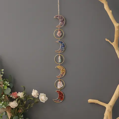 Seven Chakra Dream Catcher, Handmade Tree of Life Design Boho Interior Indoor Outdoor Hanging Decoration, Decorative Wall Art, Wall Decor Aesthetic, Unique Artwork, Festive Ornament, Holiday Decor, Tree of Life Motif, Birthday Gift for Boys Girls