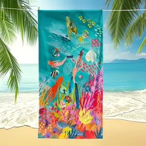 1PC ultra soft quick drying absorbent beach towel is a must-have for summer vacations. Outdoor oversized thick beach mat made of polyester fiber, colorful solid color, lightweight and portable travel picnic mat, beach sun protection bath towel