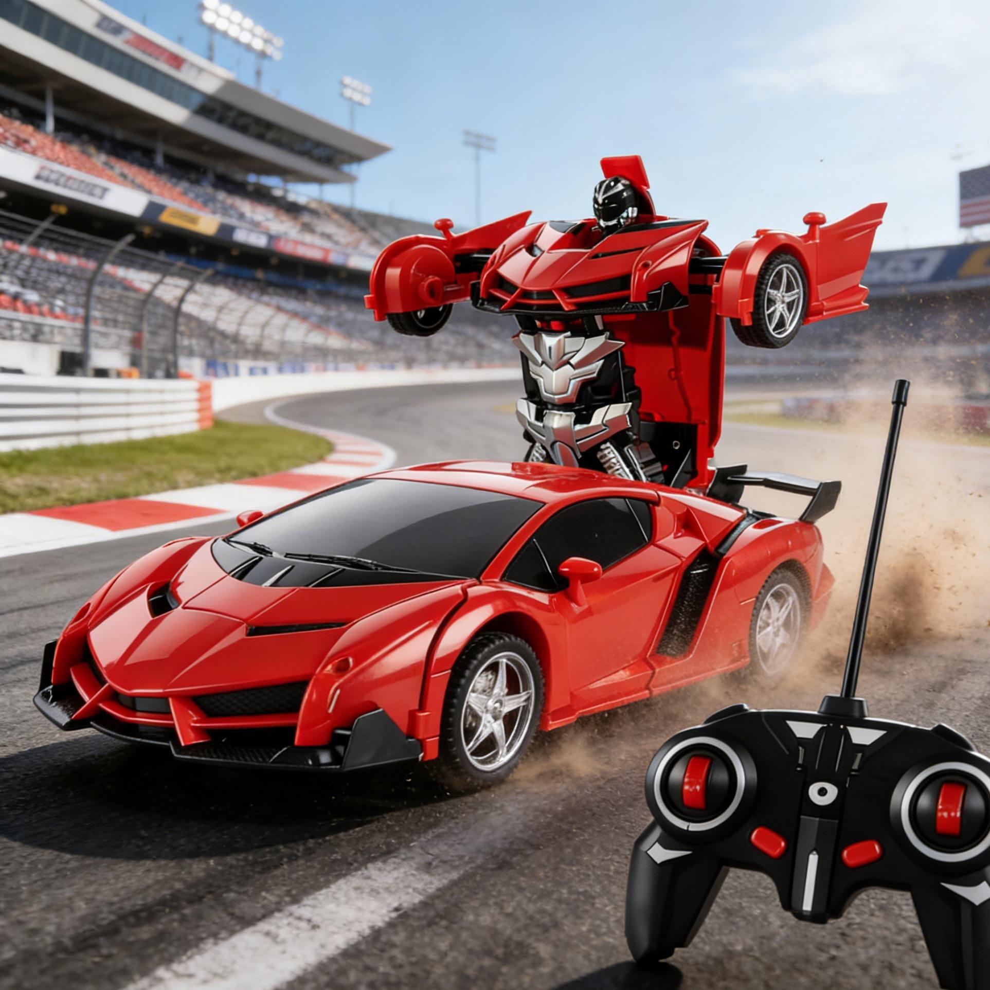 2-in-1 Transforming RC Robot Car - Remote Control Sports Car to Robot Toy with One-Button Deformation, Durable Kids' Toy for Indoor & Outdoor Play