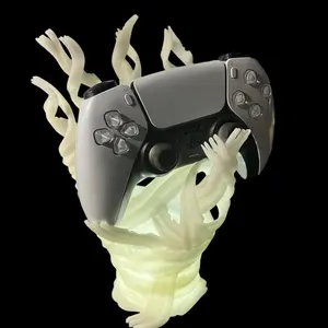 Mummy Grip Controller Holder - 3D Printed Undead Hand Stand w/ Optional LED Light for PS5, Xbox, Switch Pro Console Protection