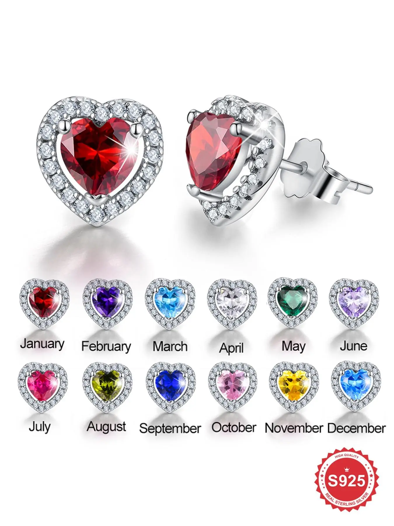 925 Sterling Silver Rhinestone Decor Heart Shaped Stud Earrings, Exquisite Trendy Stud Earrings, Fashionable Jewelry for Women & Girls for Daily & Party Decor