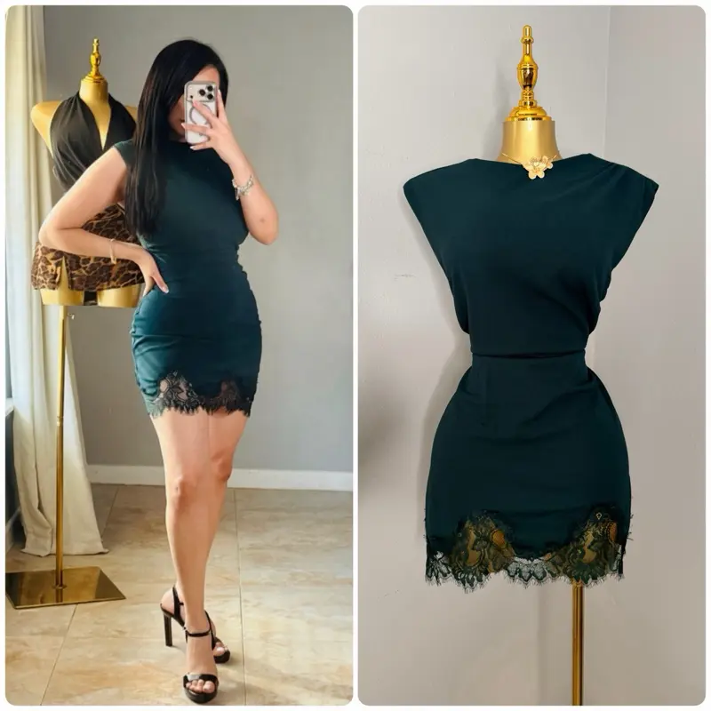 mini dress lace detail zipper back