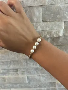 Protect Your Pearls of Wisdom 14k Real Gold-Filled Bracelet with 4 Genuine Pearls for Adults Lightweight Stackable Comfortable Everyday Elegance