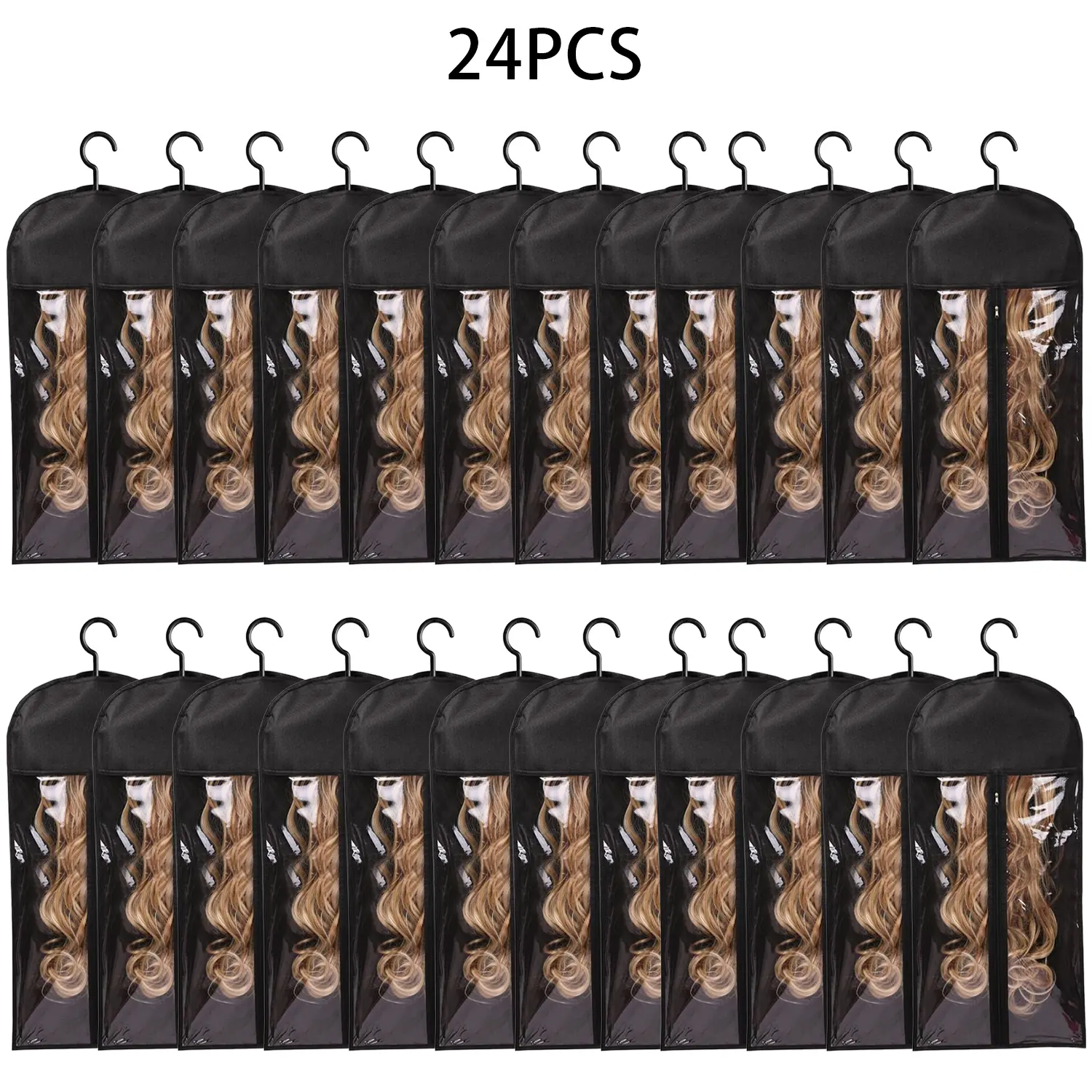 8/12/16/24Pcs Zipper Wig Storage Bags Moisture-Proof Organizer Dustproof Wig Cover Bags for Travel