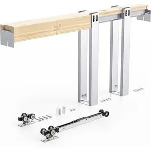 28x80in Pocket Door Frame Kit with Two-Way Soft Close Mechanism for 2X4 Studs Wall, Sliding Hardware for 24"-28" Wide Door, Aluminum, Slide Smoothly Quietly, Easy Install, No Door (28in x 80in)