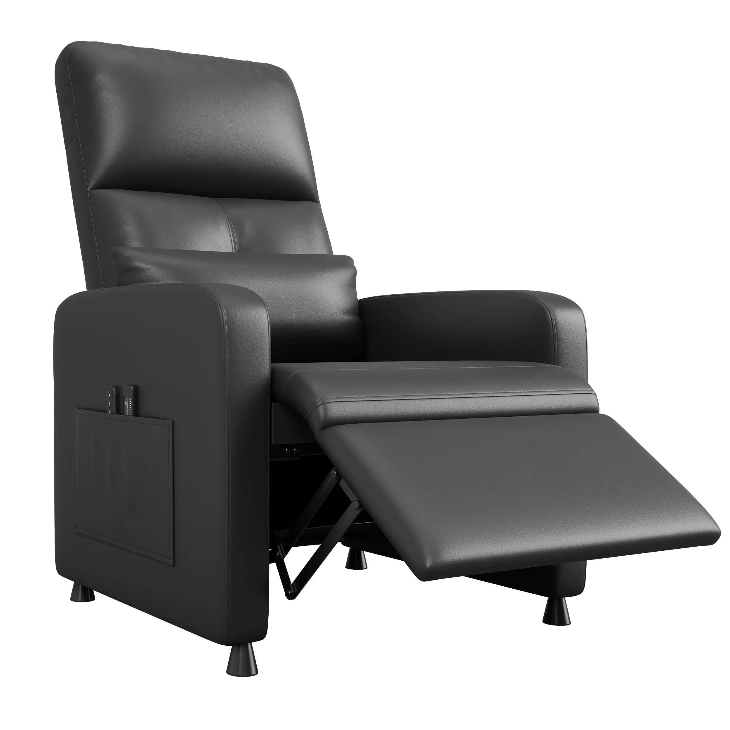 Garvee Power Recliner Chair Adjustable Electric Reclining Chair PU Leather Home Theater Seating Living Room Chairs with Side Pockets & USB Port(Black)