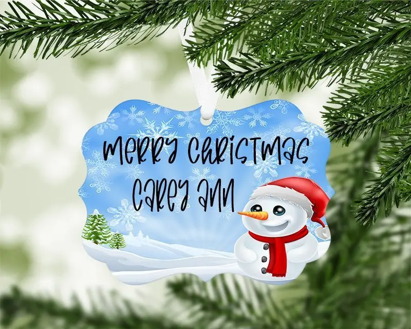 Custom Christmas Snowman Ornament - Aluminum Gift Decor for Landscape and Pet Use