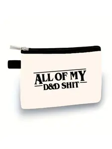 D&d Tabletop Game Theme English Print Zipper Coin Purse, Casual Tool Bag for Dice, Cards, Coins, Perfect Gift for Dnd Players