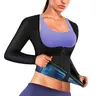 Women's Solid Polyester Long Sleeve Sports Sauna Sweat Suit - Normal Type Fajas Shapewear Fitness Top, Waist Training Undershirt, Tummy Smoothing Vest, Machine Washable Casual Gym Outfit