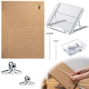 104 12x16 Inch Macrame Board And Metal Adjustable Holder With T Pins Clips Project Supplies Tools Double Sided Grids For Braiding Cording Bracelet Creating