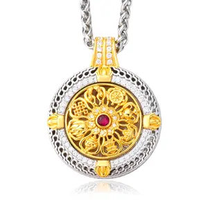 【#P790】UCCIYO Anxiety Relief Pendant Rotating Stress-Relief Necklace for Women and Men Lab-Grown Moissanite Sterling Silver Pendant Wedding Commitment Lucky Pendant Mother's Day Gift