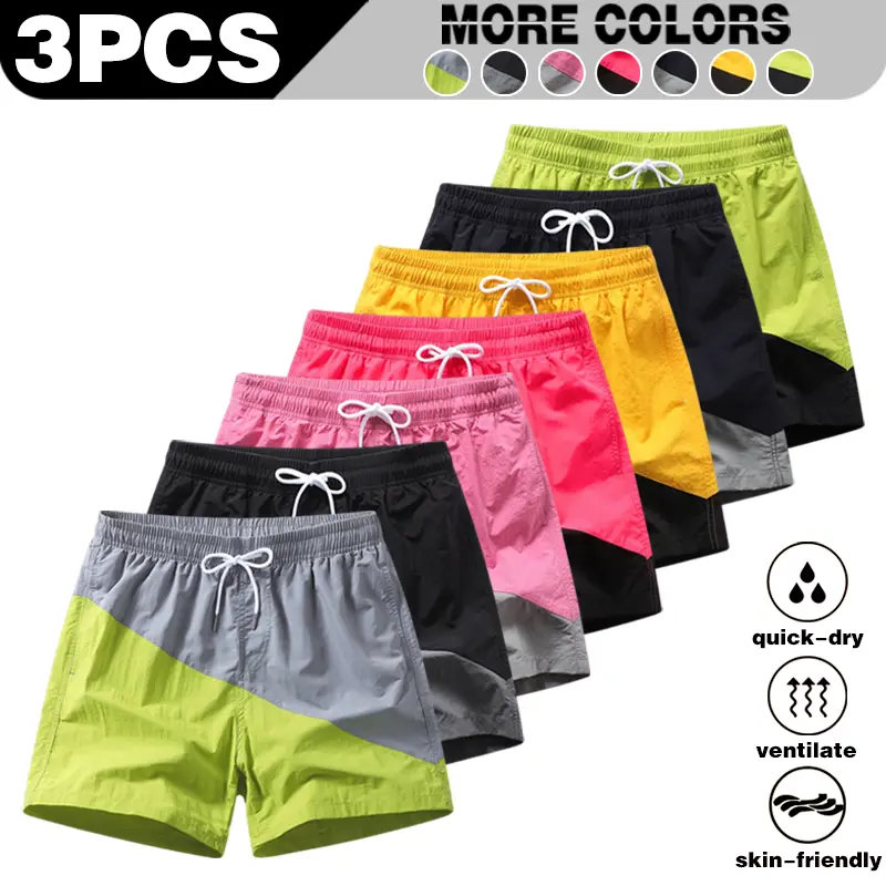 Summer new color block sports casual shorts, unisex, breathable and quick drying five inch pants, suitable for fitness and running