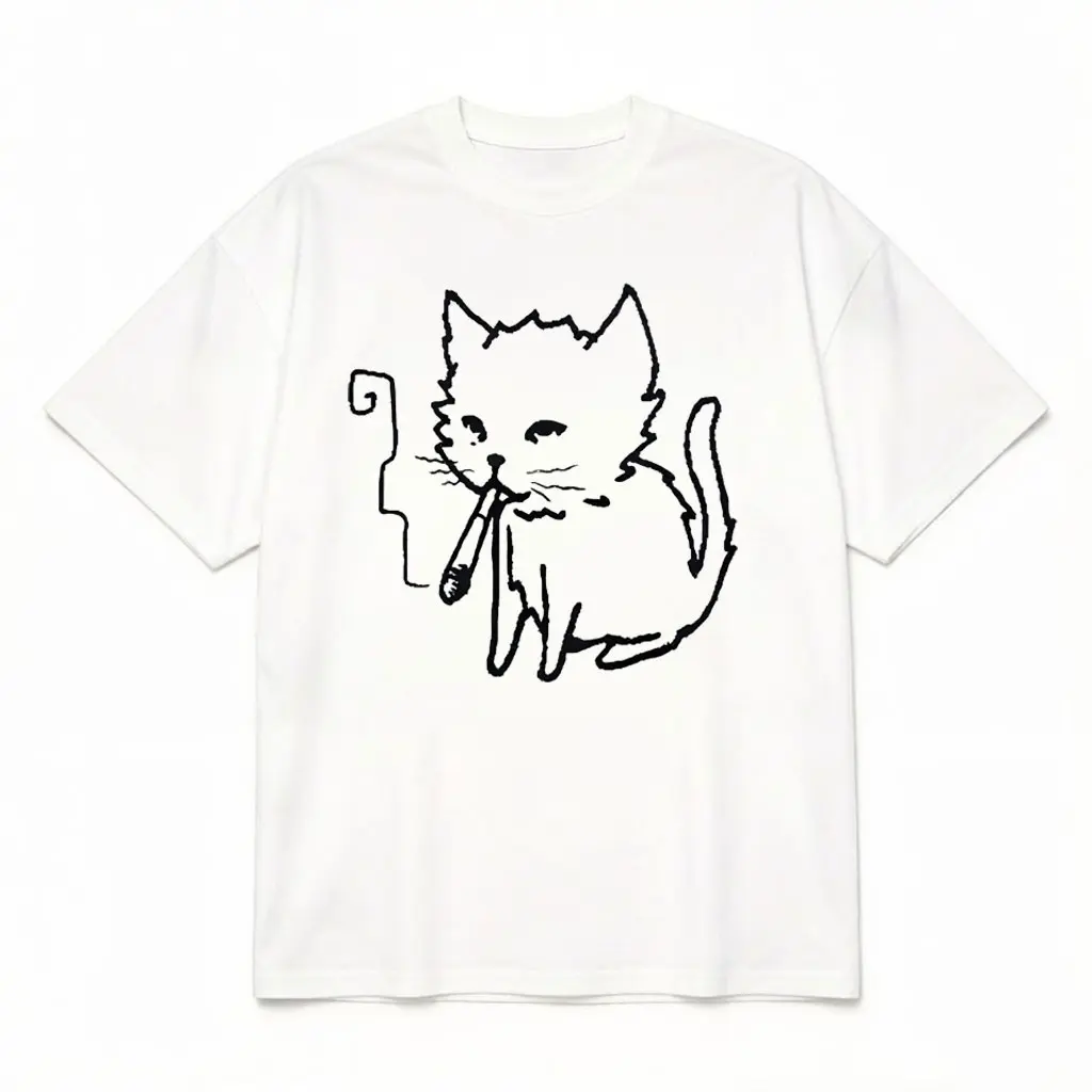 Cat Smoking Y2K T-Shirt, Unisex Vintage Graphic Tees Gothic Grunge Y2K Emo Style Clothes Men Women Streetwear T-Shirt For Men And Women