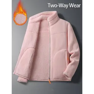 Women’s Thick-Bust Jacket – Soft pink cold-weather jacket, non-elastic outer layer for winter, machine washable, suitable for both casual and formal occasions, fashionable classic cut, comfortable fit, thick lining, office style