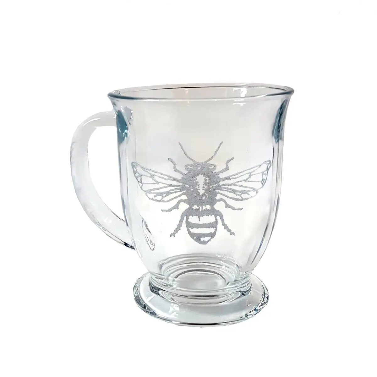 Lyoncraft COBE01 Thick, Classic Insulated 16 oz Honey Bee Engraved Glass Coffee Mug