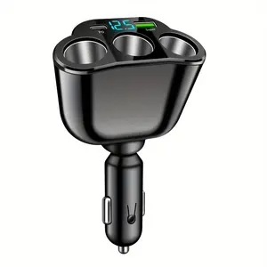 3-Port Smart Car Charger, 12V-24V Universal Fast Charger with LED Voltage Display, USB + Type-C PD Quick Charge for iPhone, Samsung, & Tablets, Multi-Device Car Adapter for SUV & Trucks