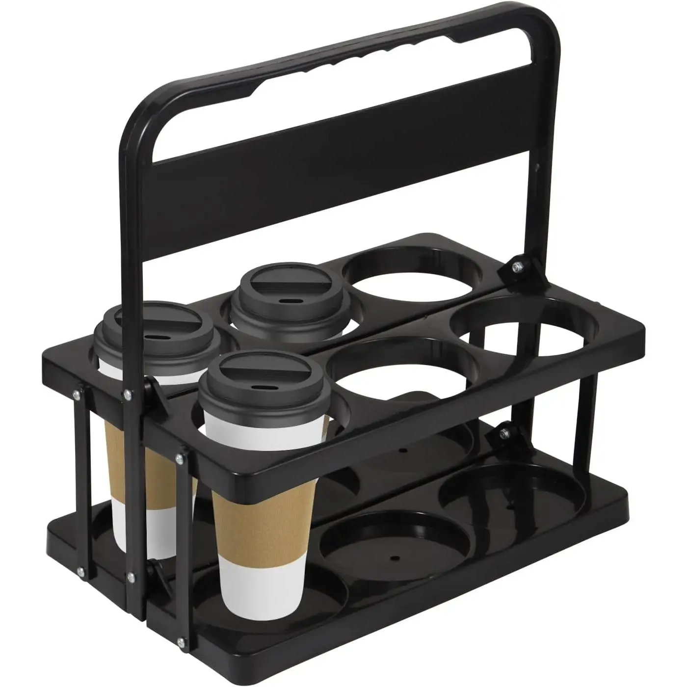 Portable Drink Carrier for Big Cups, Foldable Plastic Cup Holder,  Cup Holder Carrier with Handle, Drink Delivery Carrier