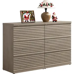 SICOTAS Sideboard Buffet Cabinet with Storage, Modern Credenza Storage Cabinet with 3 Larger Drawers, Fluted Media Console Mid Century Coffee Bar Table for Living Room Kitchen Hallway
