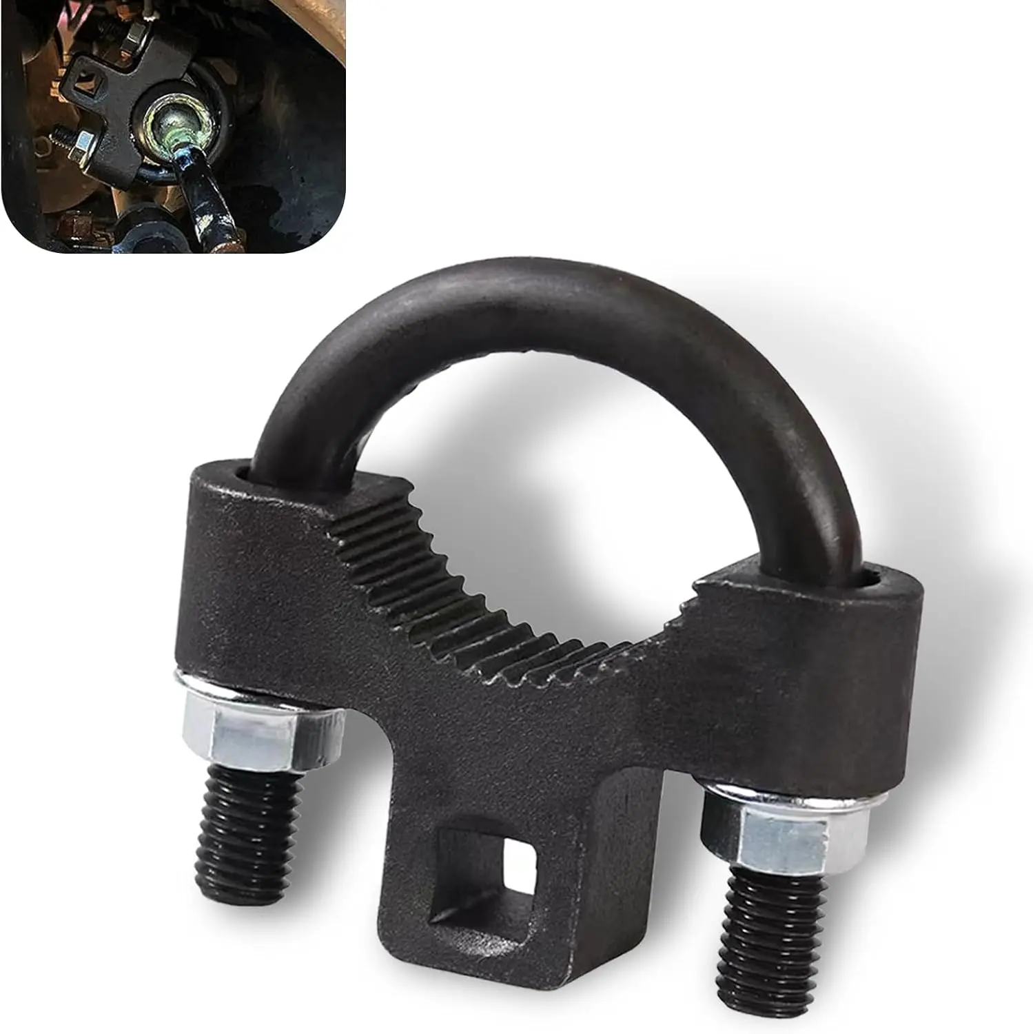 Inner Tie Rod Removal Tool, 3/8” inch Universal Low Profile Tool, Waterproof Non-slip U-shaped Tooth Structure Metal Rocker Arm Detach Installation Tool, Repair Accessories (Black)