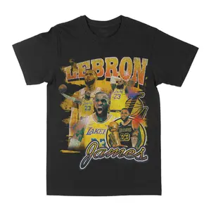 Lebron Lakers Graphic Tee, Y2K Rap Streetwear T-Shirt, Unisex Crew Neck, Vintage Hip-Hop Graphic, Sports Style, Casual Cotton Fit