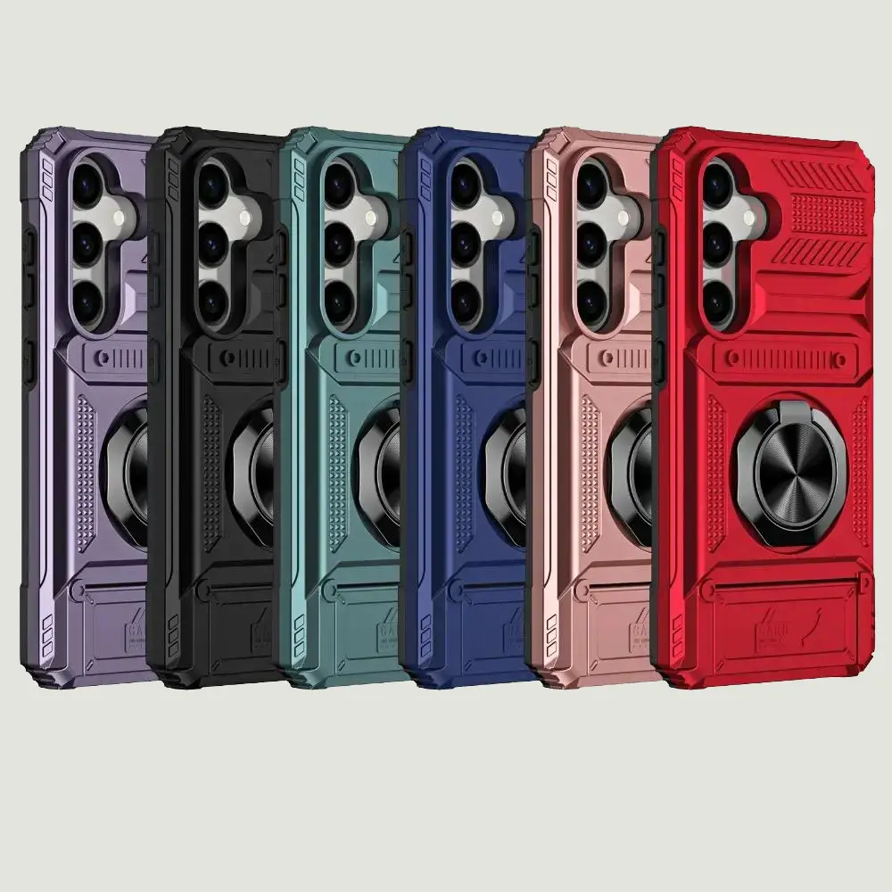 Heavy-Duty Armor Case for Samsung Galaxy S26/S25/S24 Series, Shockproof Dual Layer Cover with Upgraded 360° Ring Kickstand & Card Slot [No Wireless Charge]