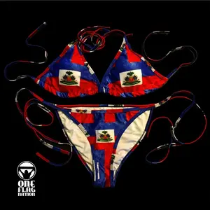 Haitian Haiti Flag Blue & Red Flag Pattern Bikini
