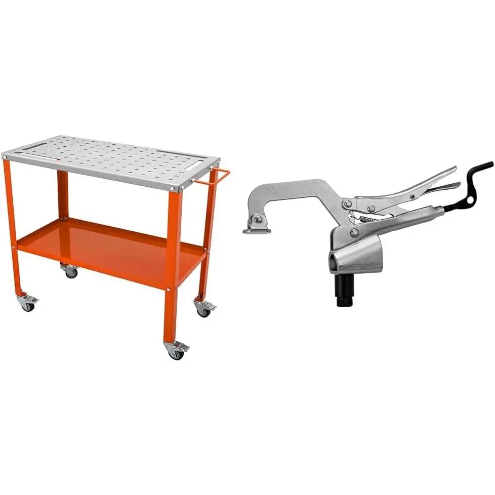 VEVOR Welding Table 36x18, 1200lbs Capacity Steel Welding Workbench on ...