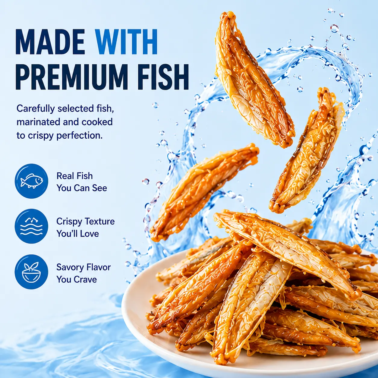 Premium Yellow Fish Crisps - 5 Pack (30g Each) | Crispy Whole Fish Snacks | Ready-to-Eat Asian Seafood Treat