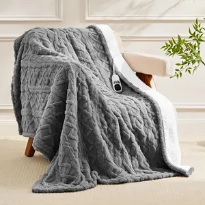 Heated Throw Blanket 50x60 with 9 Heating Levels 1-10 Hours Auto Off Electric Blanket with ETL FCC Certification Washable for Home Office Bed Grey
