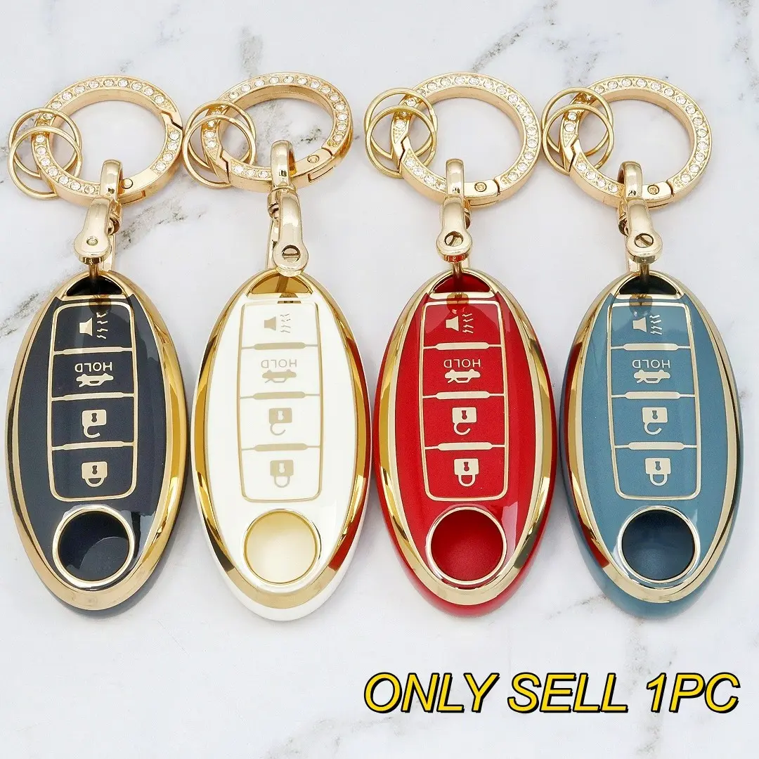 Car Key Case with Keychain, Anti-fall & Anti-dust Car Key Protector, Key Fob Cover for Nissan Teana Tiida Sylphy Sentra, Car Key Accessory